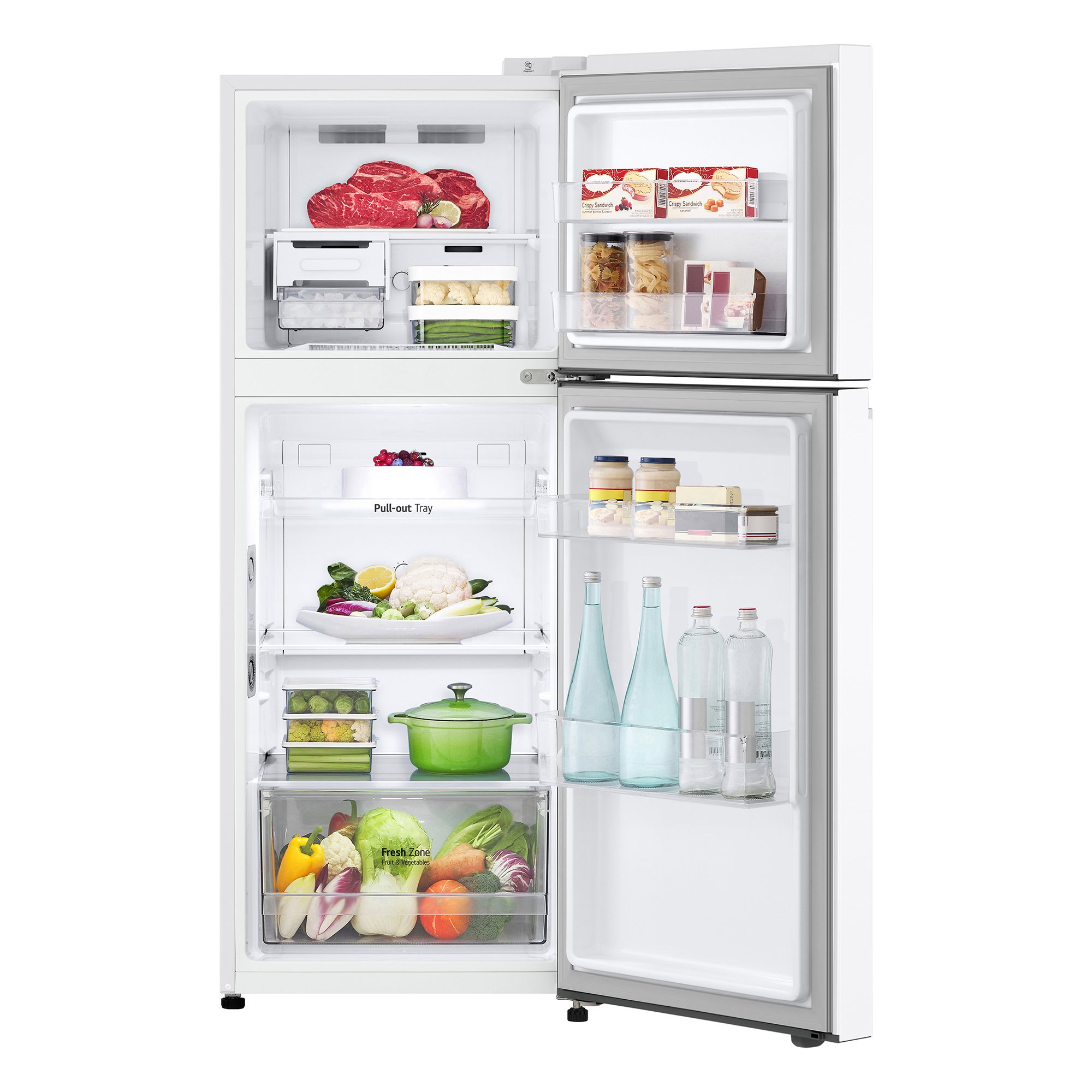 Frigorífico dos puertas - LG GTBV22SWGKD, No Frost, 144.5 cm, 217 l, DoorCooling+™,  Multi Air Flow, Blanco