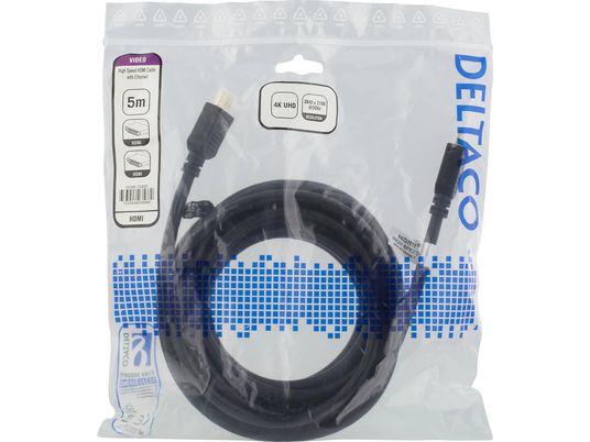 DELTACO HDMI-1015D - Câble HDMI, 1,5 m, 18 Gbit/s, noir