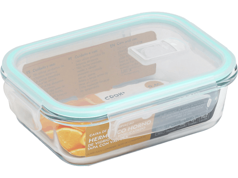Tupper - CMP Paris KAE1475, Vidrio borosilicatado, 600 ml, Apto para horno, microondas, congelador y lavavajillas, Azul transparente