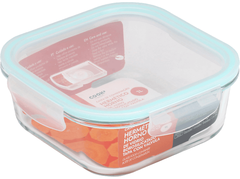 Tupper - CMP Paris KAE1477, Vidrio borosilicatado, 1 l, Apto para horno, microondas, congelador y lavavajillas, Azul transparente