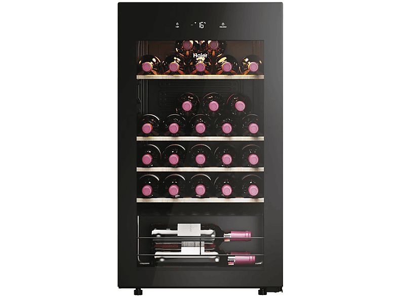 HAIER HWS34GGH1 CANTINETTA, 34 bottiglie, 5 ripiani, dimensoni: L 47,5 cm, A 85 P 45,6 temperatura massima 20 °C, minima Nero, classe G