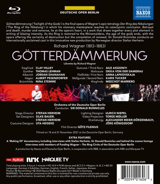 Blu-ray-Hülle für 'Götterdämmerung' mit Besetzungsliste und Produktionsdetails.