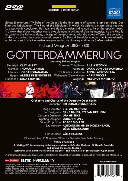 DVD-Hülle von Götterdämmerung mit Besetzungsliste, Inhaltsangabe und Naxos-Logo.