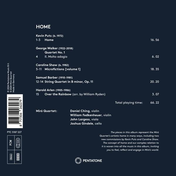 Albumcover mit Text, Titelliste und Künstlergutschrift. Enthält ein CD-Logo. Der Titel lautet 'Home'.