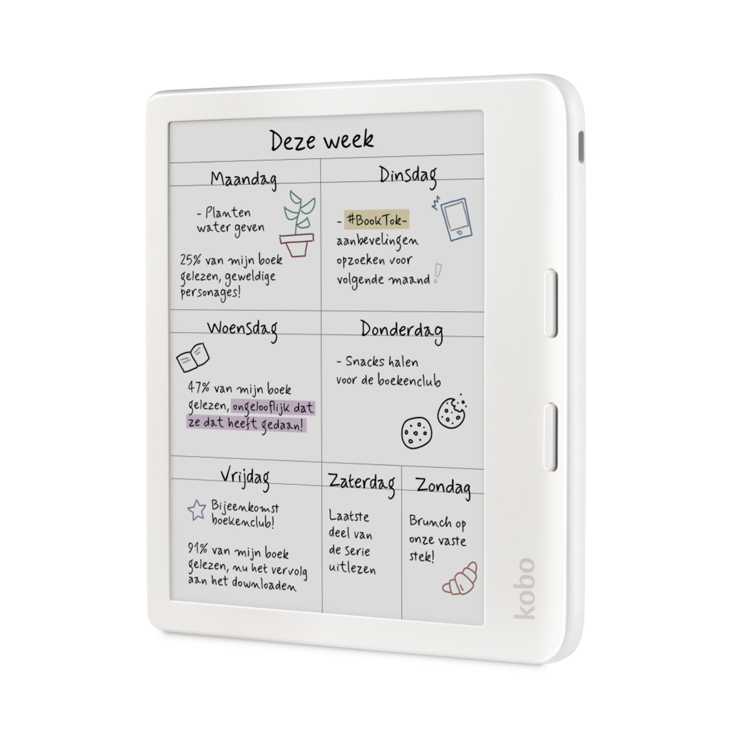 A digital planner with a weekly schedule, including tasks and notes for each day.