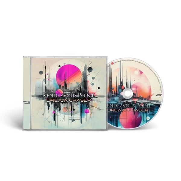CD-Hülle und CD. Cover-Art hat eine Stadtlandschaft mit rosa und schwarzen Akzenten.
