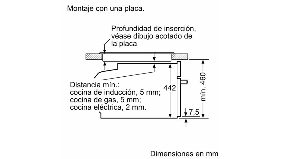 Un dibujo técnico con medidas y texto en español, que muestra un diagrama de un electrodoméstico.