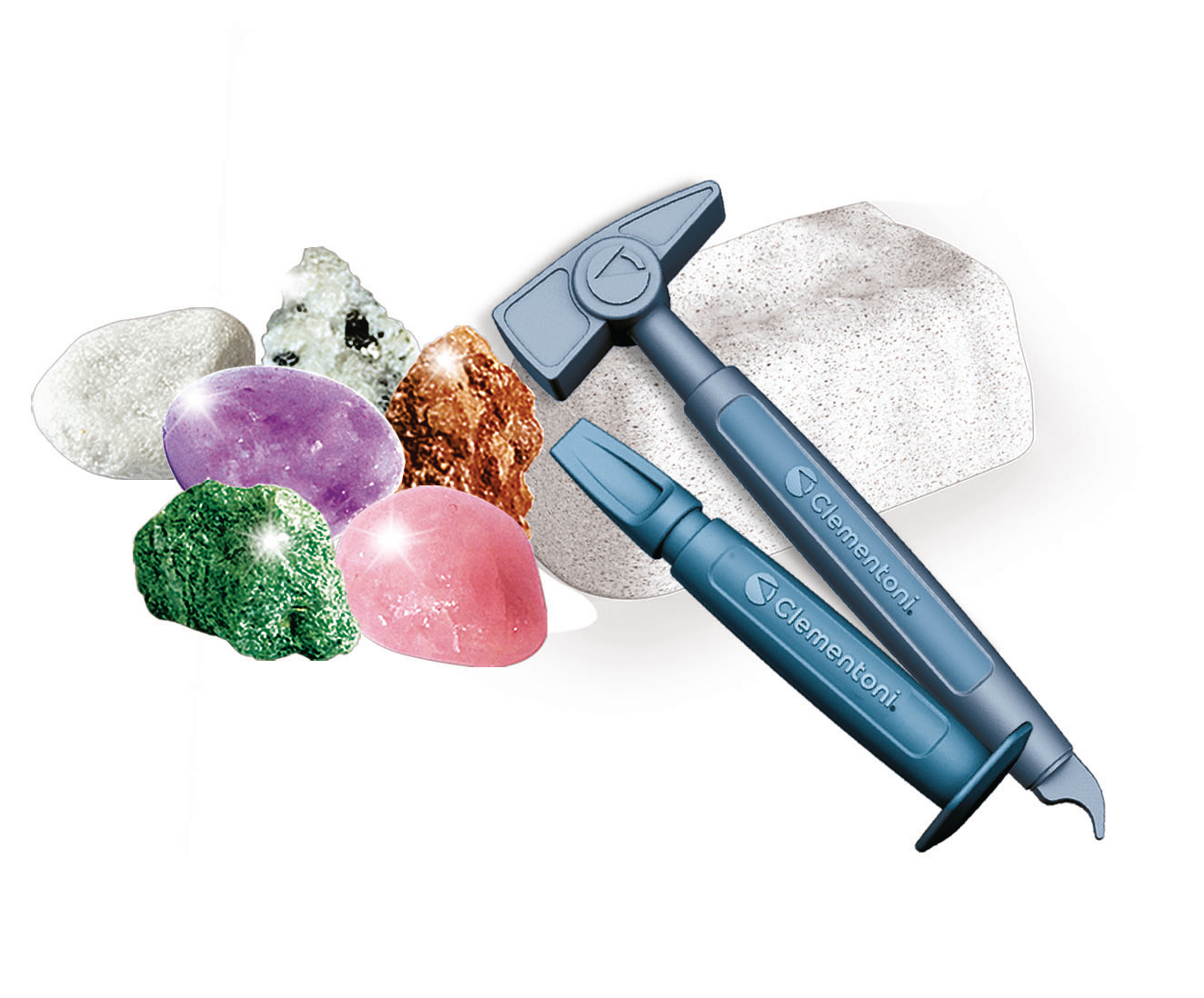 CLEMENTONI Mini-Set-Auf der Suche Steinen Mineralie Lernspiel, Mehrfarbig
