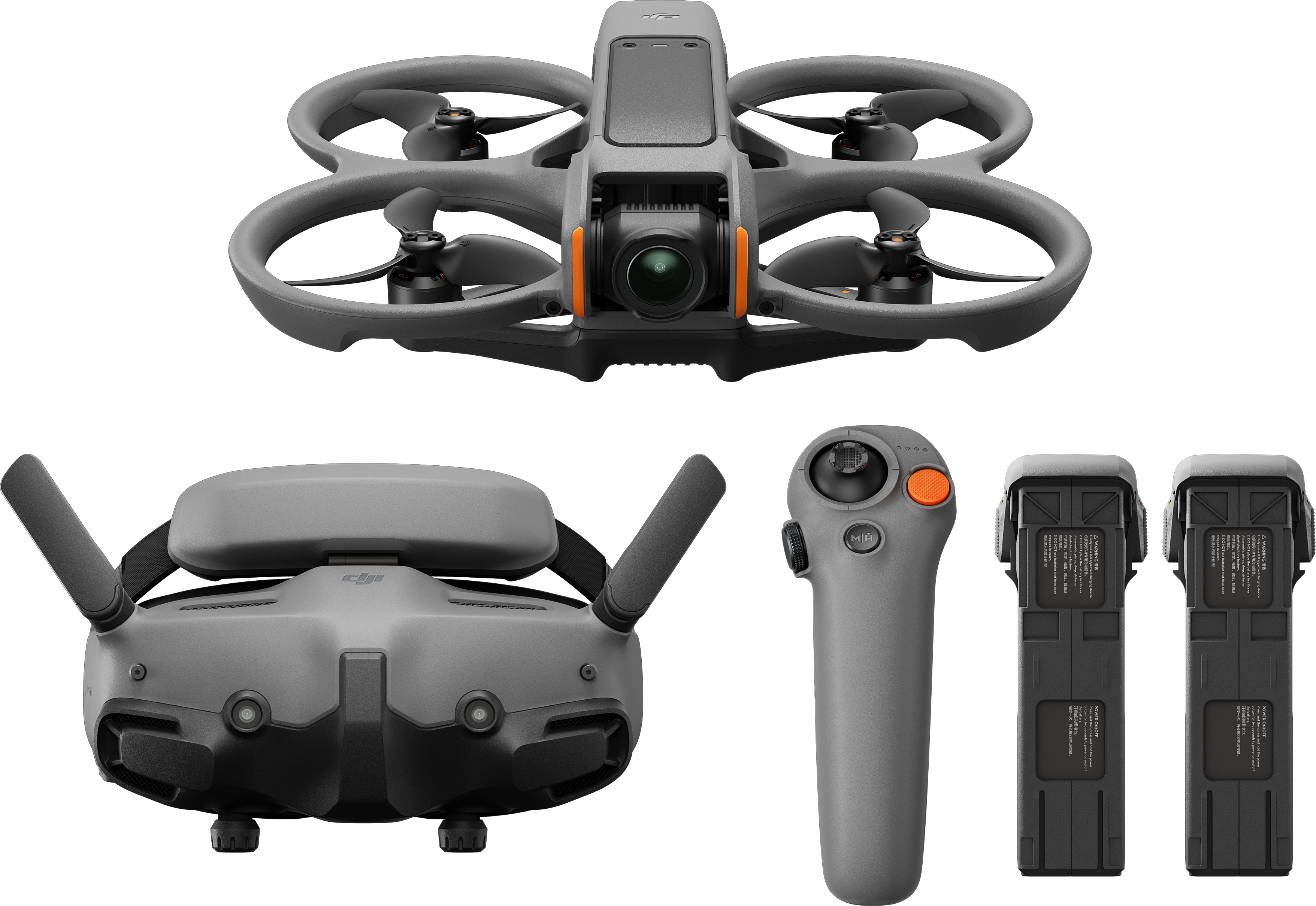 DJI Drohne und Controller-Kit. Grau-schwarzes Design.