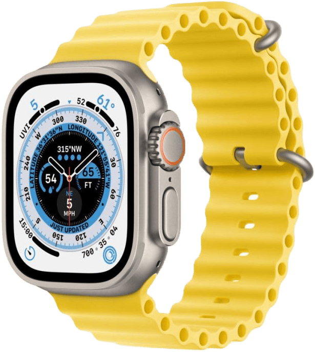 APPLE Watch Ultra GPS + Cellular, 49mm Titán tok sárga óceán szíj (MNHG3CM/A)