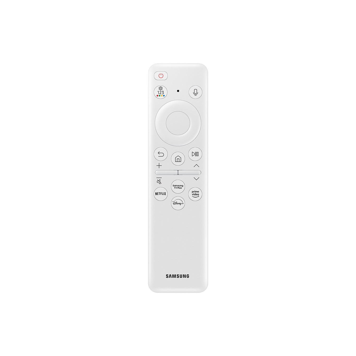 Une télécommande blanche avec plusieurs boutons.