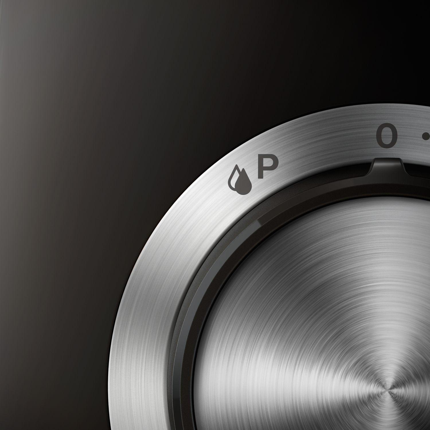 A metal knob with the 'P' and waterdrop symbol.