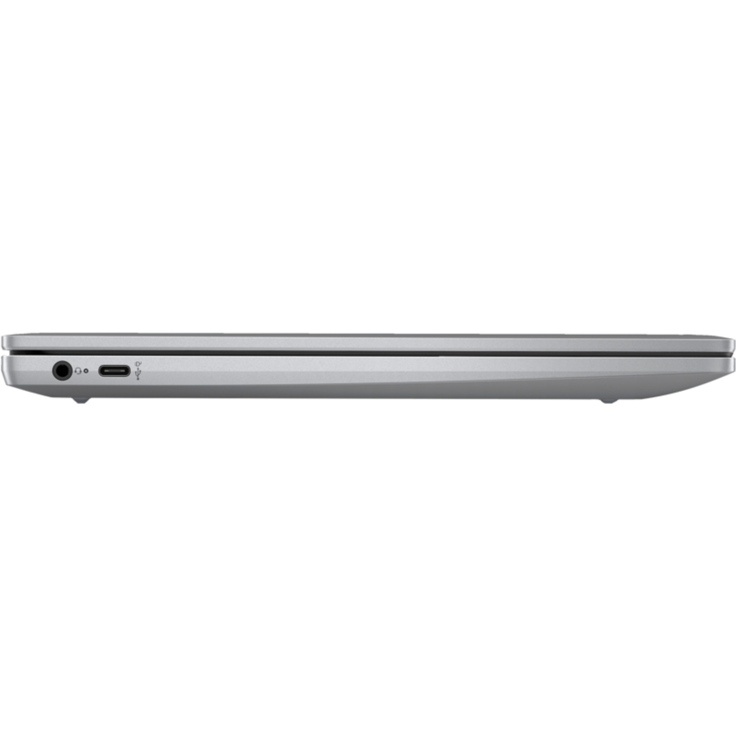 Side view of a silver laptop with ports visible, on a white background.