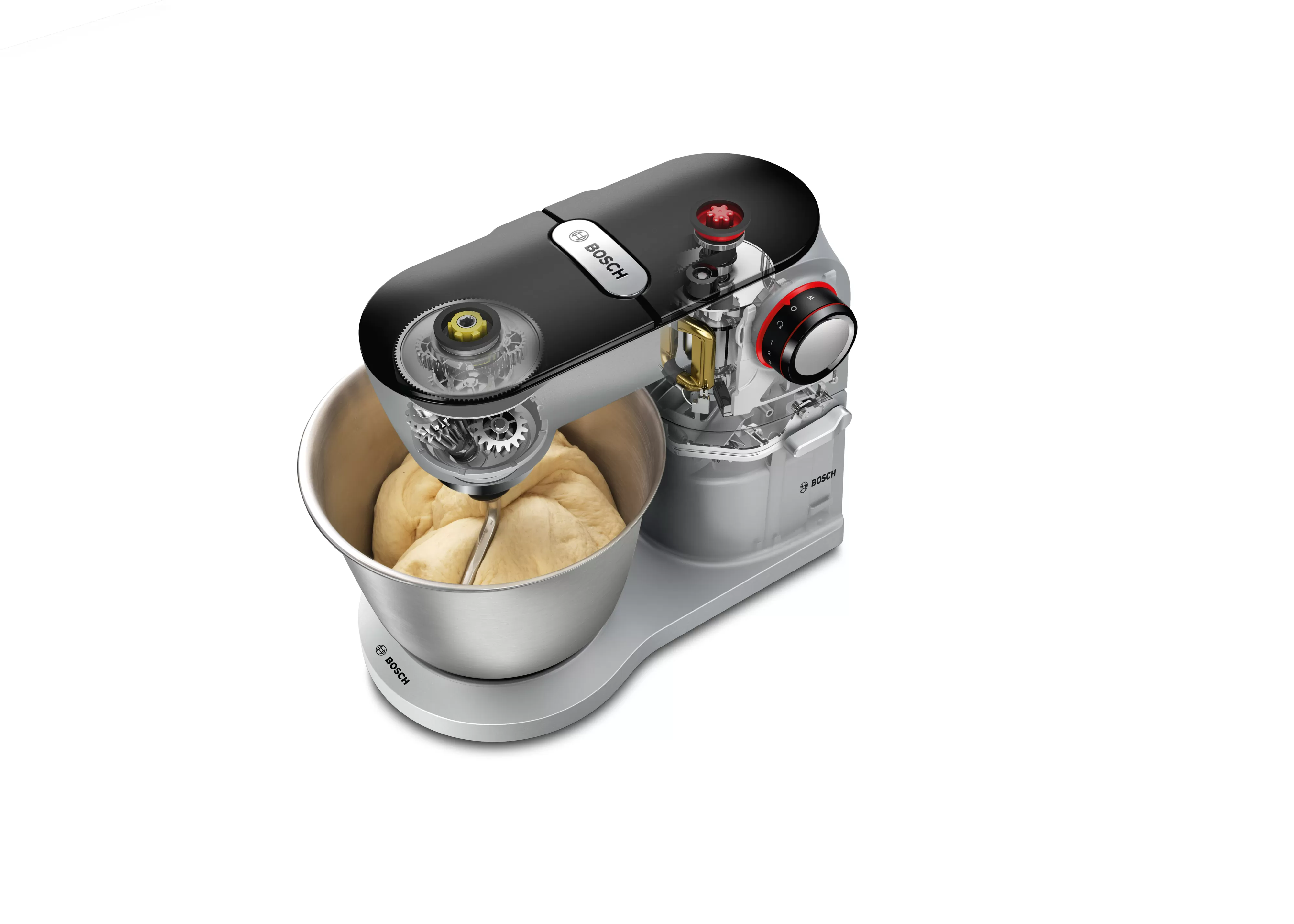 Bosch konyhai mixer tálban tésztával.