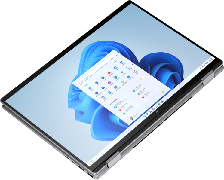 Laptop screen displaying the Windows 11 interface, in a studio shot.