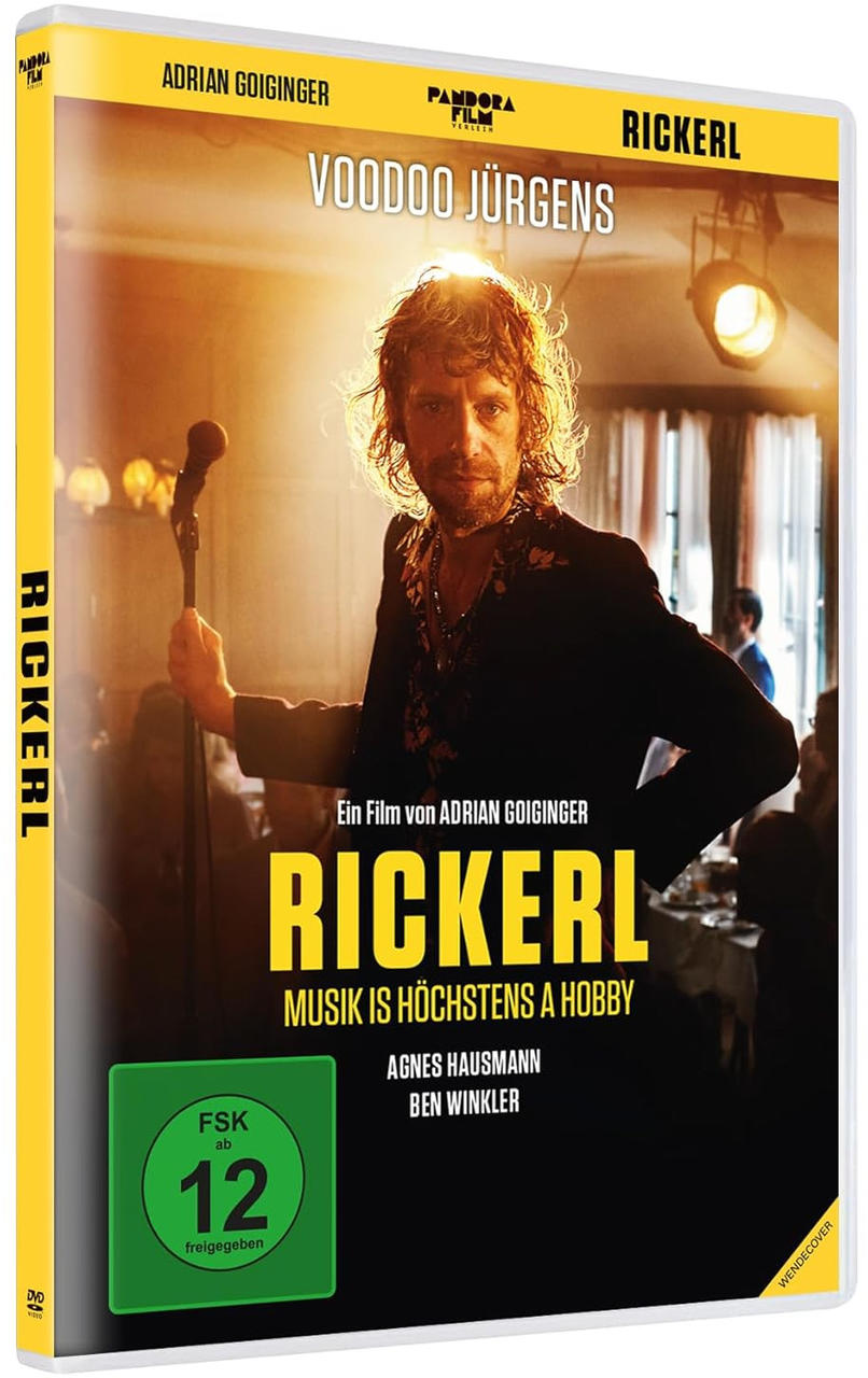 DVD-Cover mit einem Mann, der ein Mikrofon hält. Text: RICKERL, Musik ist höchstens ein Hobby.