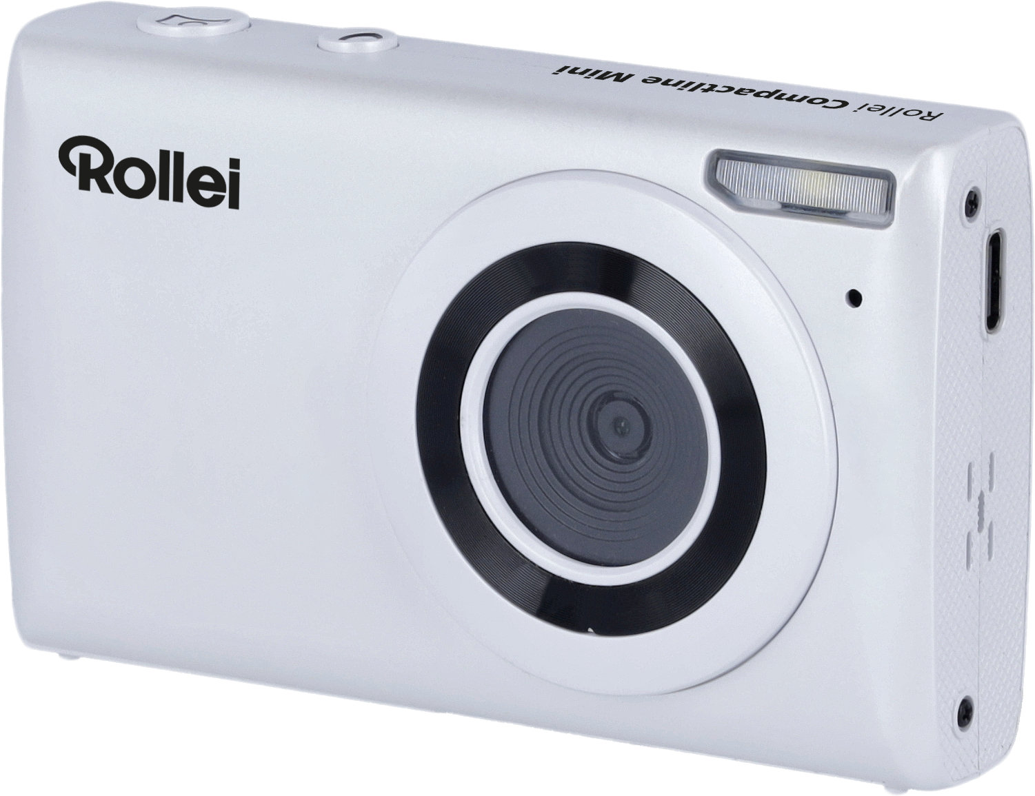 Weiße Rollei Compactline Mini Kamera.
