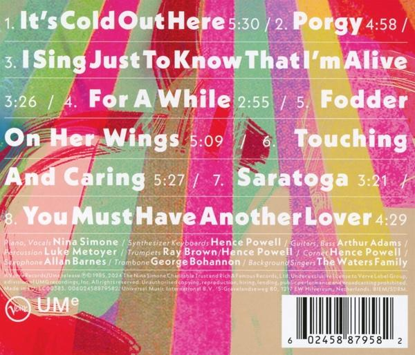 Albumhoes met tekst die nummers, artiestennamen en albumtitel in verschillende kleuren en een levendige achtergrond weergeeft.