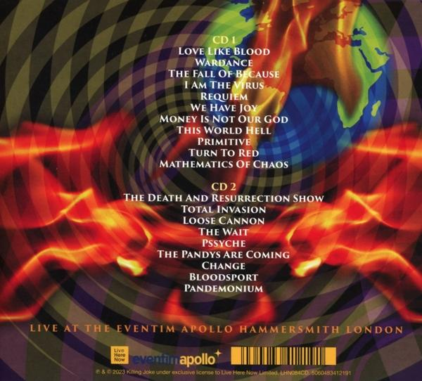 Albumcover mit einer Welt und roten Flammen. Das Album zeigt eine Liste von Songs und Künstlerinformationen.