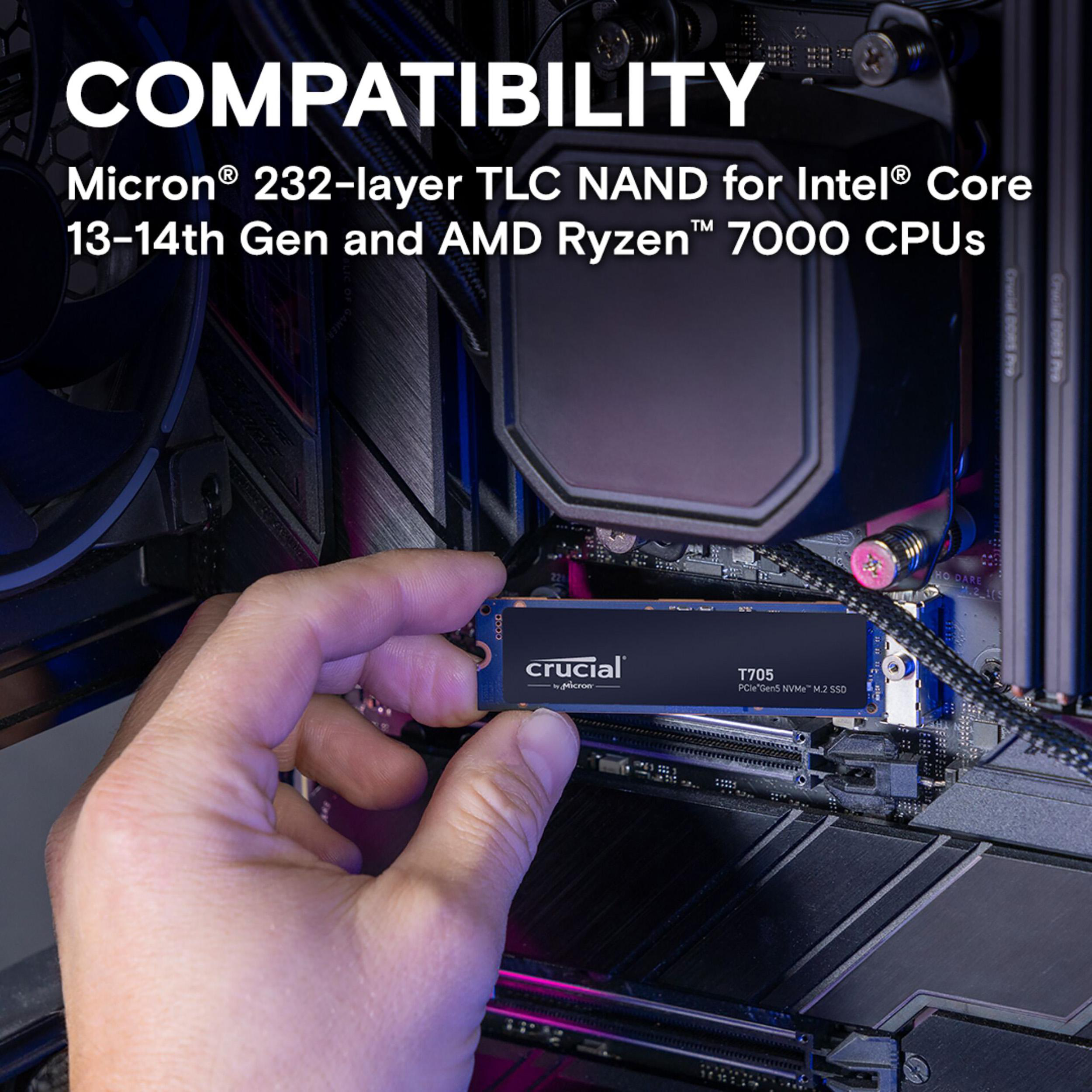 CRUCIAL T705 PCIe Gen5 NVMe Festplatte, 4 TB SSD M.2, intern