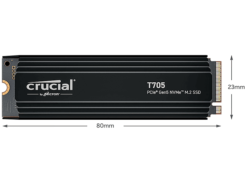 Thumbnail - CRUCIAL T705 PCIe Gen5 NVMe Festplatte mit Heatsink, 4 TB SSD M.2, intern