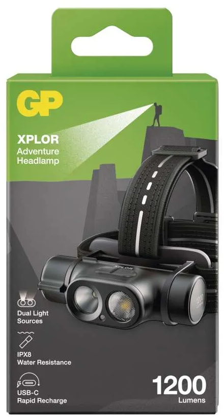 Fejlámpa zöld-fekete dobozban.