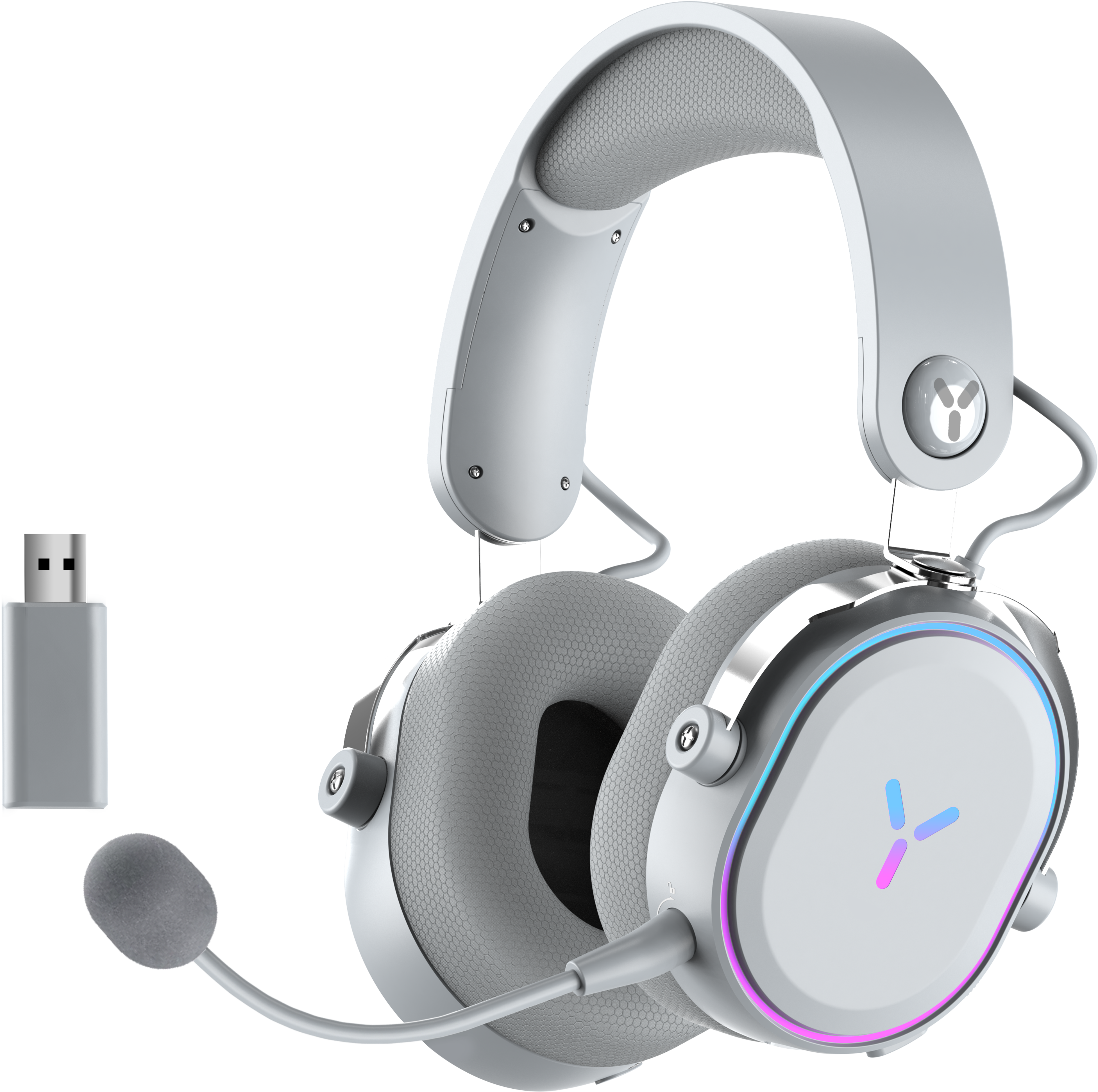 ISY IGH-4000 Wireless Gaming Headset, Over-Ear, RGB-LED, 40mm Treiber, Kabellos, USB-C/3.5mm, Weiß