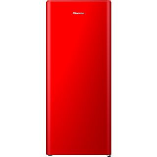 Frigorífico una puerta - Hisense RR220D4BRE, Cíclico/Defrost, 126.5 cm, 165 l, Clase E,  Rojo