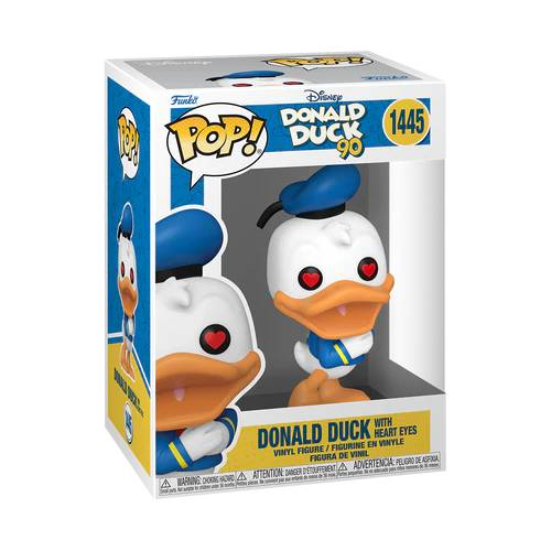 Figura de Donald Duck Funko Pop en caja, con una figura de Donald Duck.