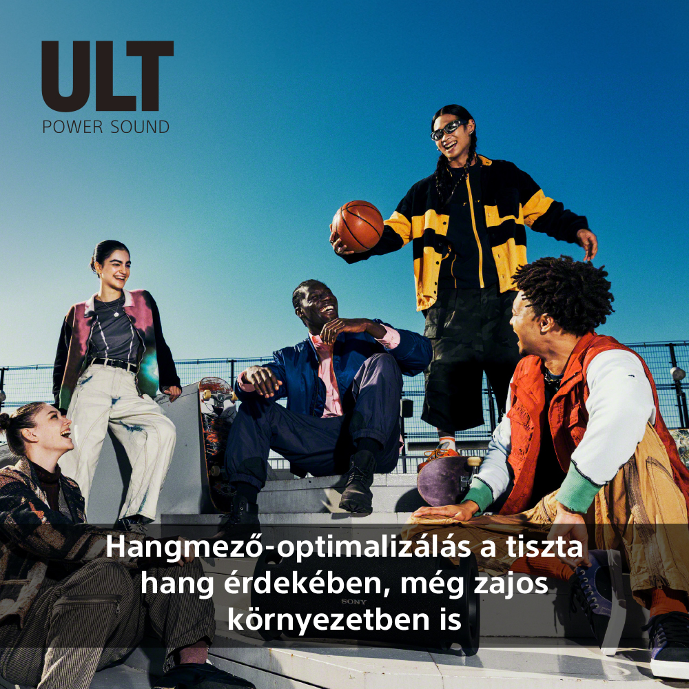 Emberek csoportja kosárlabdával. Felirat: Hangmező-optimalizálás a tiszta hang érdekében.