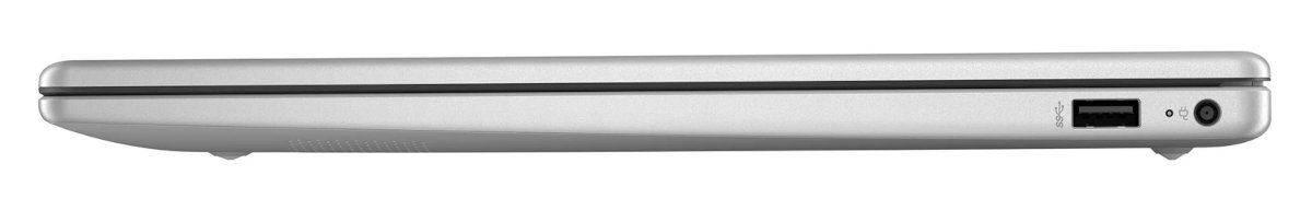 Profil boczny srebrnego laptopa, z widocznymi portami z boku.