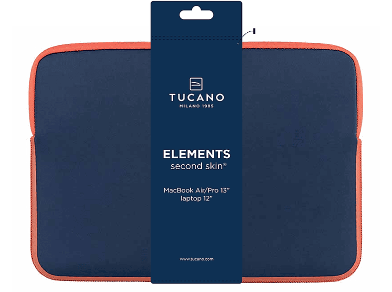TUCANO ELEMENTS 2 MacBook Schutzhülle Sleeves für Apple, Universal Neopren, Blau/Orange