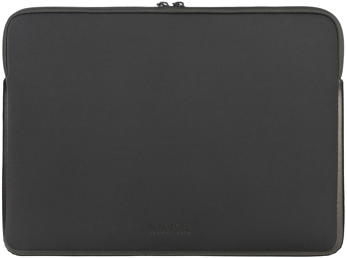 Dunkelgraue Laptoptasche mit dem Markennamen ELEMENTS.