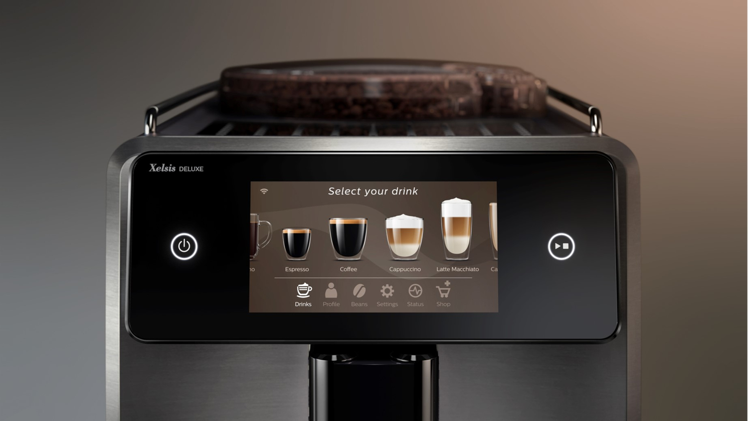 SAECO SM8780/00 Xelsis Deluxe Kaffeevollautomat (Klavierlack-Schwarz, Keramik, 15 bar, externer Milchbehälter)