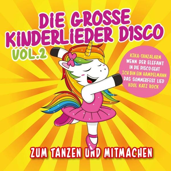 Albumcover mit einem Cartoon-Einhorn und Text in Gelb und Orange.