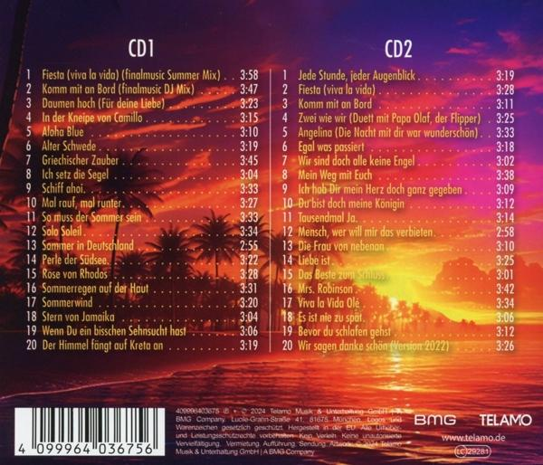 CD-Cover mit zwei CDs, mit Text auf Deutsch. Strand- und Sonnenuntergangsszene.