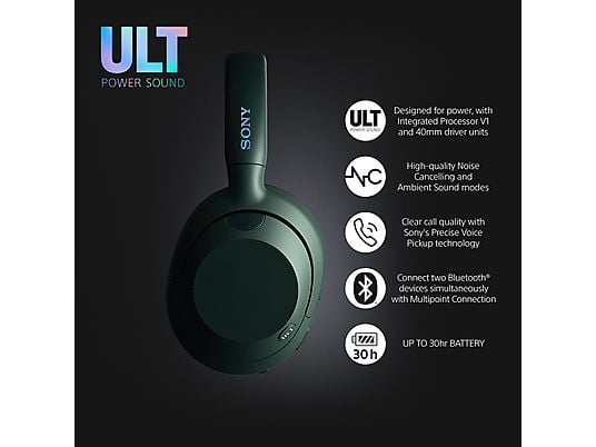SONY ULT WEAR, Over-ear Bluetooth Noise-Cancelling Kopfhörer Bluetooth Forest-Grey