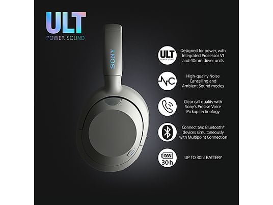 SONY WH-ULT900NW - Casque Bluetooth (circum-auriculaire, blanc cassé)