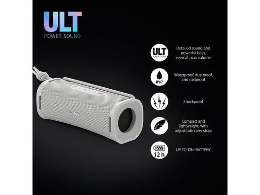 SONY ULT FIELD 1 Kabelloser, tragbarer Bluetooth-Lautsprecher, Weiss, Wasserfest