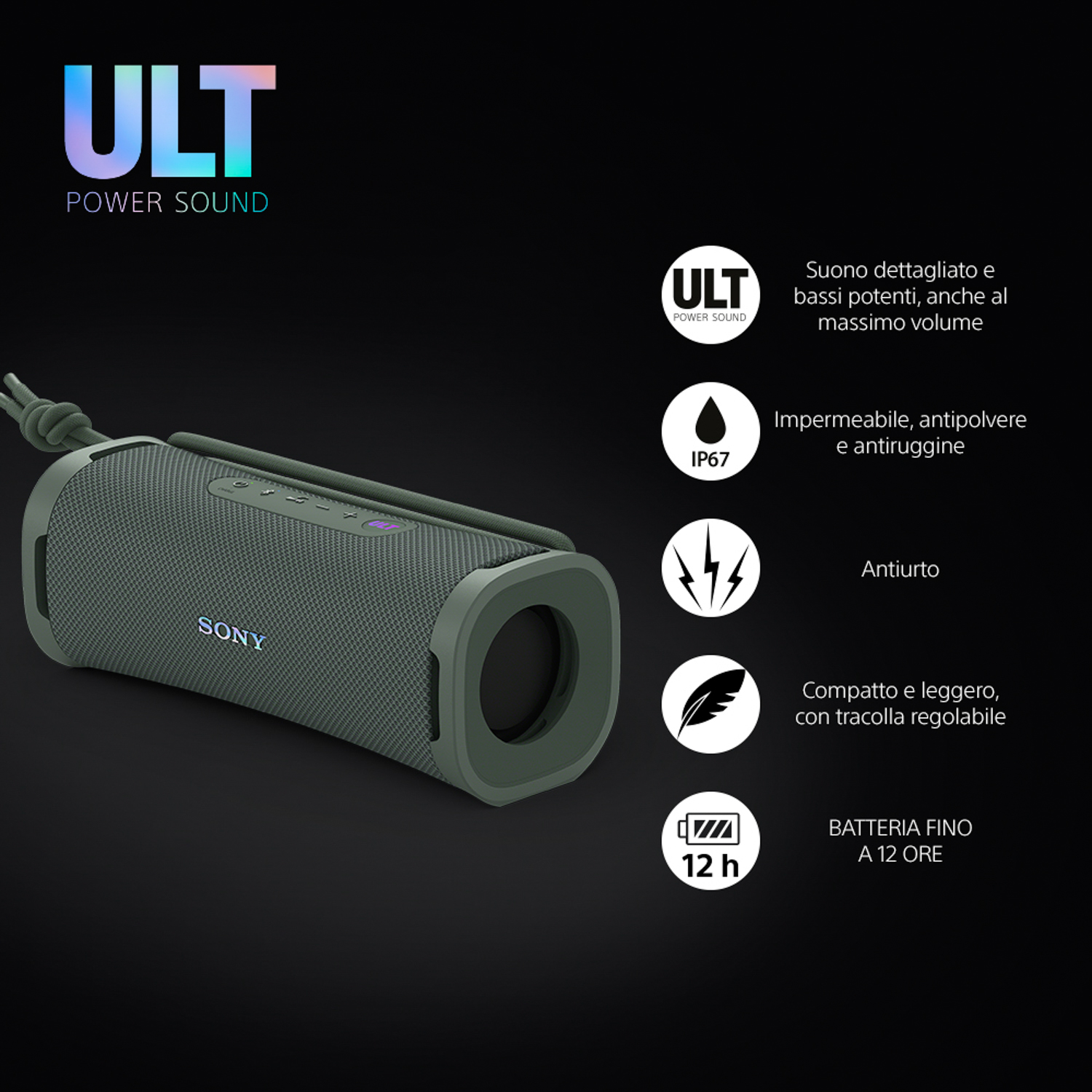Custodia rigida da viaggio impermeabile per Sony ULT Field 1/SRS-ULT