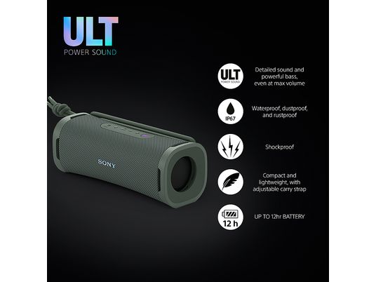 SONY ULT FIELD 1 Kabelloser, tragbarer Bluetooth-Lautsprecher, Grau, Wasserfest