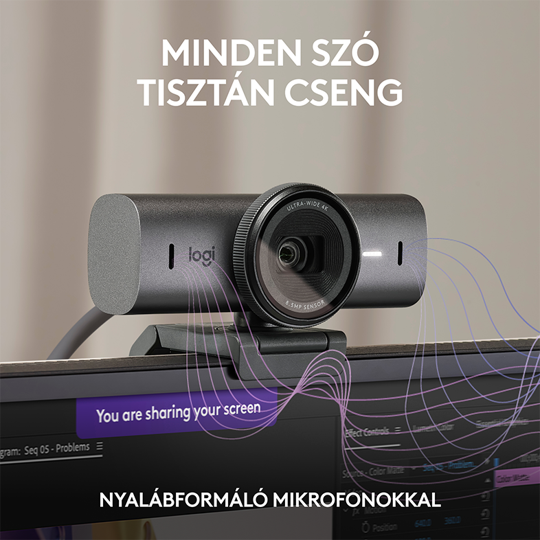 Logi webkamera mikrofonnal és képernyővel.