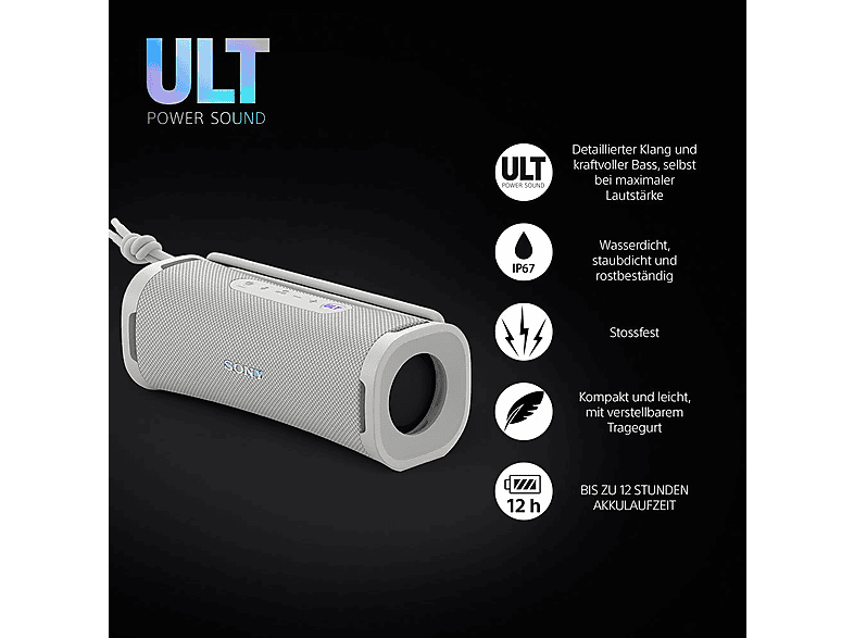 Sony ULT Field 1 Kabelloser, tragbarer Bluetooth-Lautsprecher mit ULT Power Sound, IP67, Wasser-, Staub- und Stoßfest, 12 h Akkulaufzeit, Off-White; Bluetooth Lautsprecher — Foto 2 von 5
