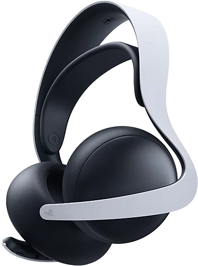 Fekete-fehér PlayStation fejhallgató. Elegáns, modern design. Kerek fülkagylók.