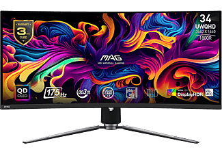 MSI MAG 341CQP QD-OLED 34'' Ívelt UWQHD 175 Hz 21:9 FreeSync OLED Gamer monitor