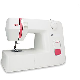 Máquina de coser - Alfa Next 20+ Spring, 10 puntadas, 6 filas de dientes, Luz LED, Motor 70W, Blanco