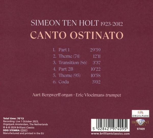 Albumcover für Simeon ten Holt, Canto Ostinato, mit Trackliste und Künstlern.