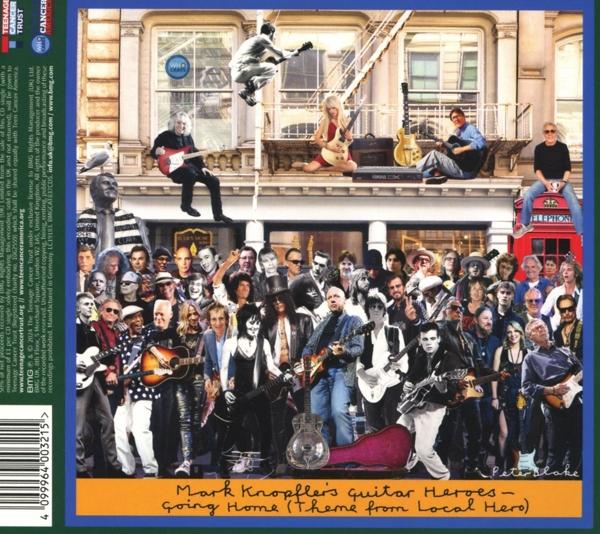 Albumcover mit Musikern und Sängern auf einer Gebäudefassade.