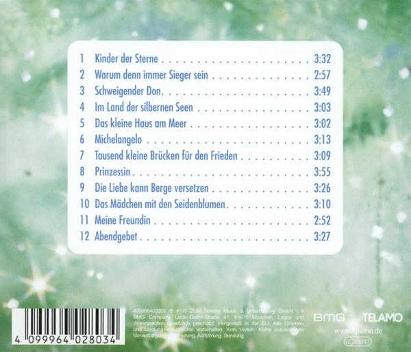 Rückseite einer CD-Hülle mit Titelliste.