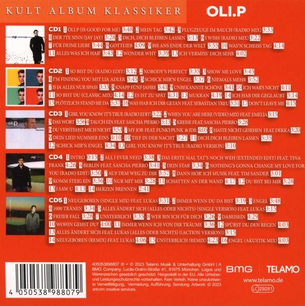 Das Cover eines KULT-Albums mit dem Text 'OLI.P' und dem Tracklisting des Albums.